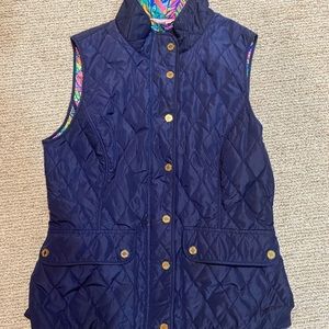 Lily Pulitzer Navy Vest w/ printed inside